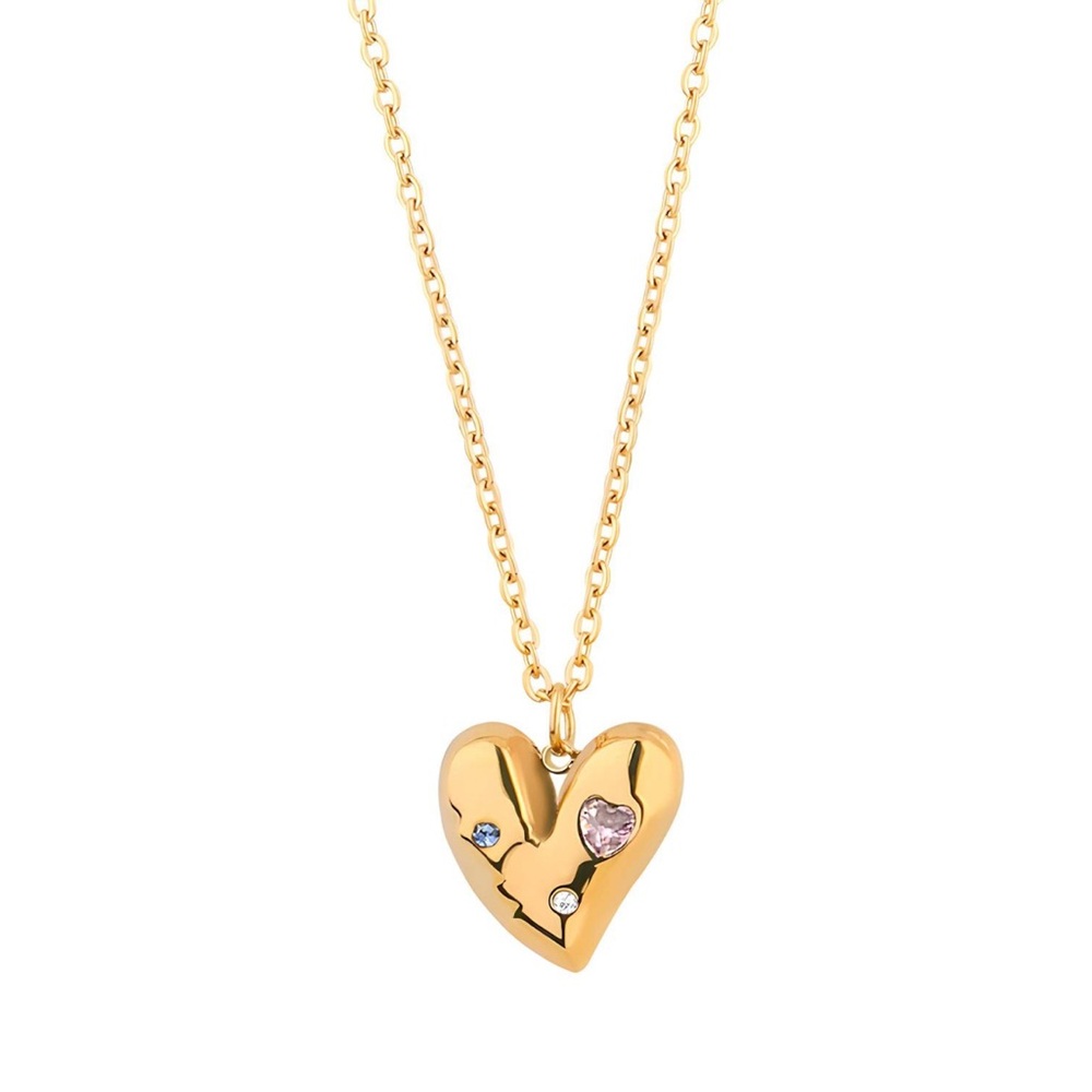Gold Heart Necklace with Gemstones